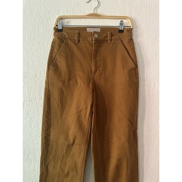 EVERLANE Regular Straight Leg Cropped Pant Jeans High Rise Chino Yellow Sz 4 - Picture 3 of 11